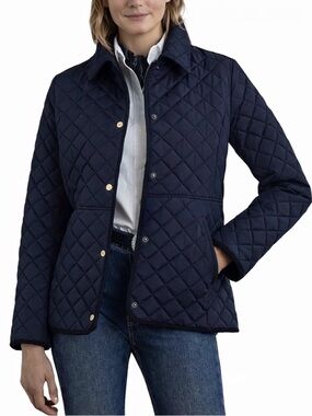 $180 lauren ralph lauren women’s quilted jacket in navy blue
